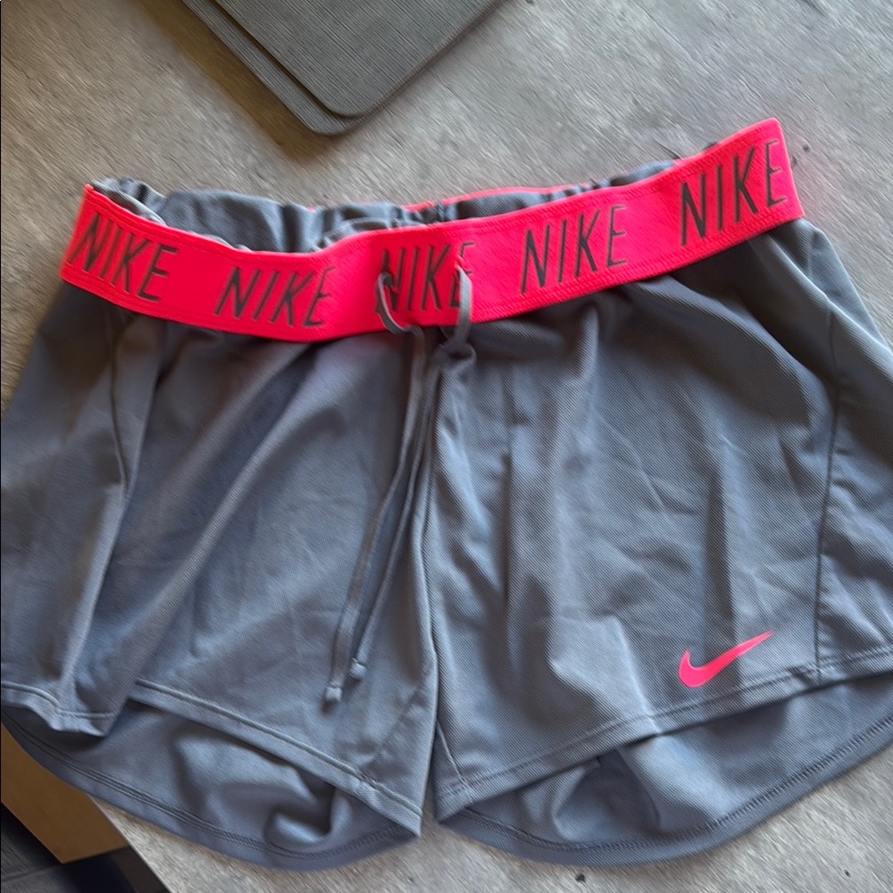 Nike Gray and Pink Athletic Shorts for Running